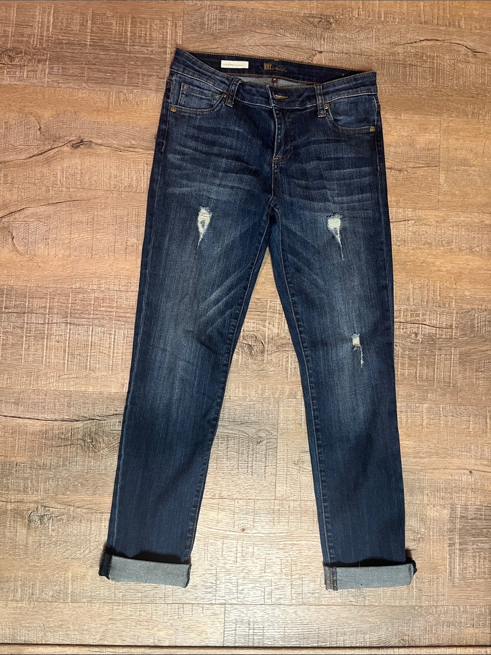Kut from the Kloth Dark Blue Distressed Boyfriend Jeans